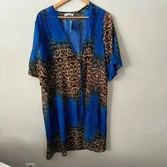 NWT la fiorentina Nordstrom Mixed Animal Print Cover-Up Topper - Picture 4 of 7